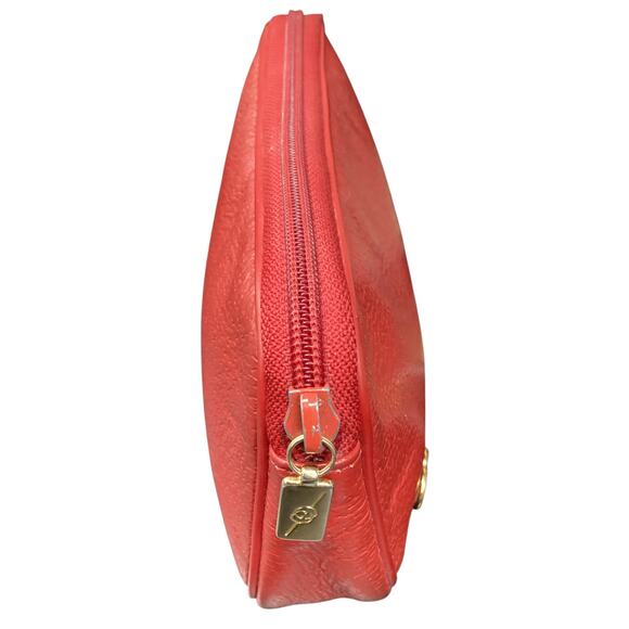 Vintage Gucci Cosmetic Bag Women’s One Size Leather Gold Tone GG Red Gorgeous! - Picture 3 of 9